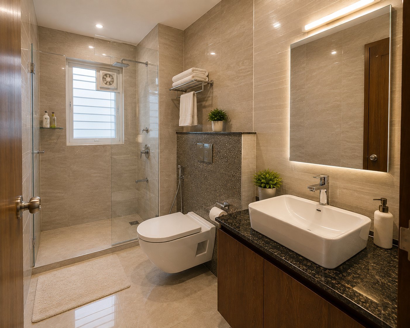 1 BHK बाथरूम - Akaay Buildtech